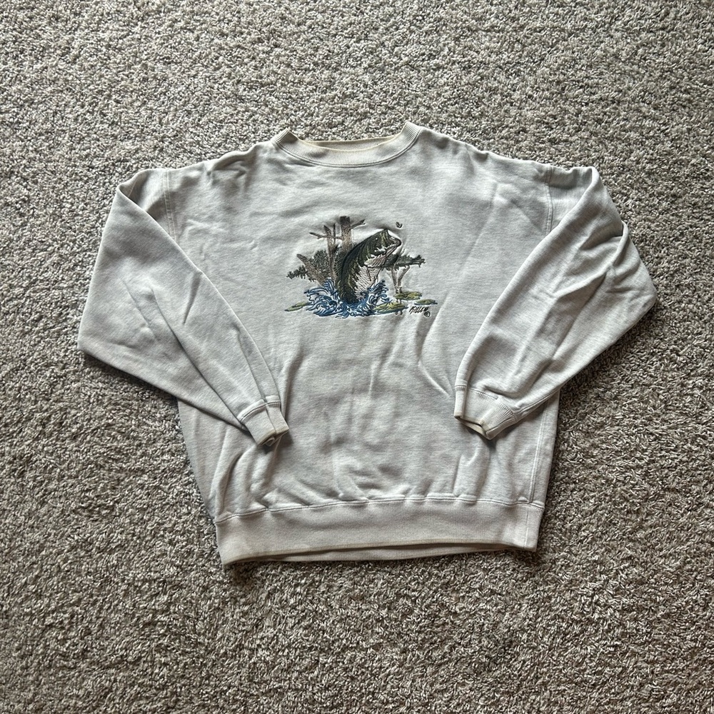 Vintage 90’s Mens L croft and barrow white sweatshirt with embroidered design